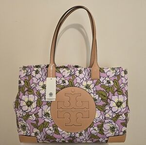 ❤️ NWT Tory Burch Ella Large Nylon Shoulder Tote Aster Pink Flower AUTHENTIC